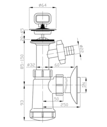 PLAST BRNO EU1N342 umyvadlový sifon s pračkovým vývodem - 2
